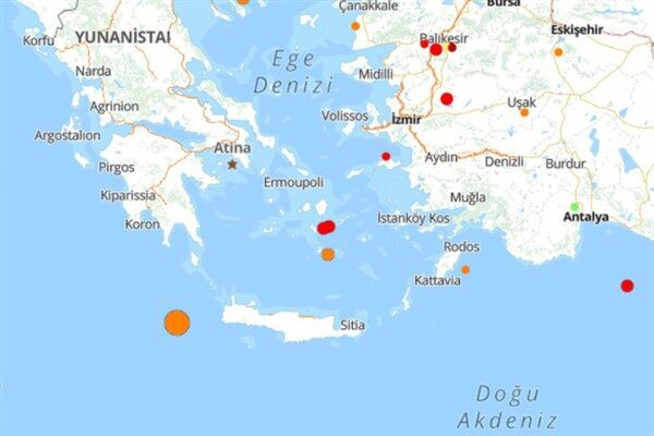 Boğaziçi Üniversitesi Kandilli Rasathanesi ve Deprem Araştırma Enstitüsü (KRDAE) verilerine